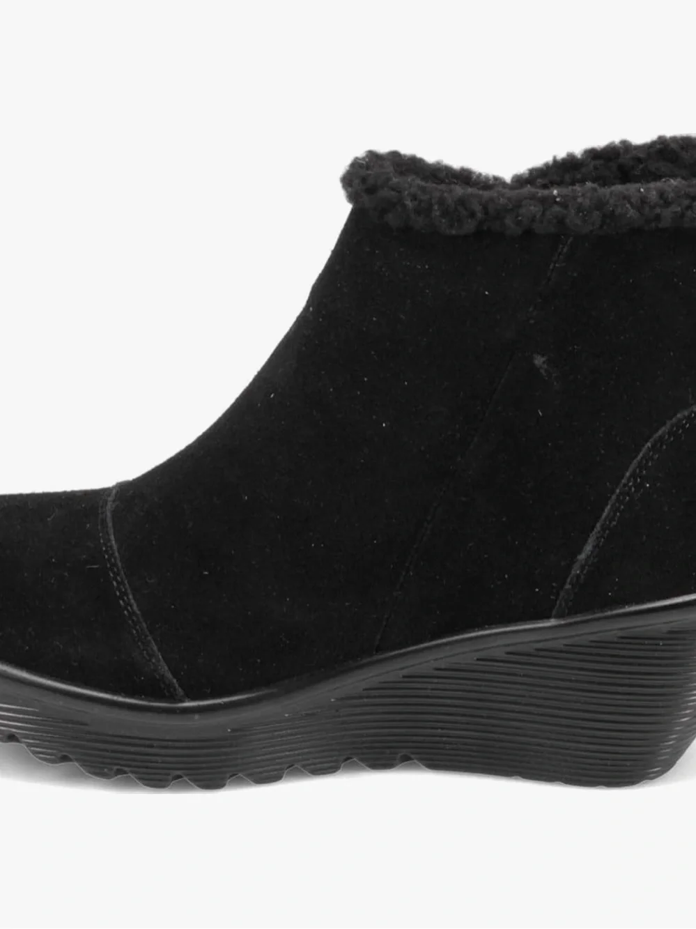 Skechers Women's Black Suede Zip Ankle Winter Boot NWOB